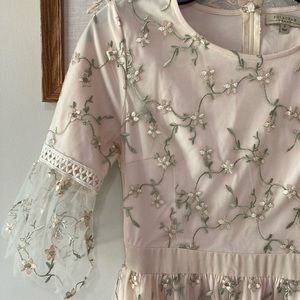 Pologram Roolee tulle floral cream dress small spring summer modest Easter